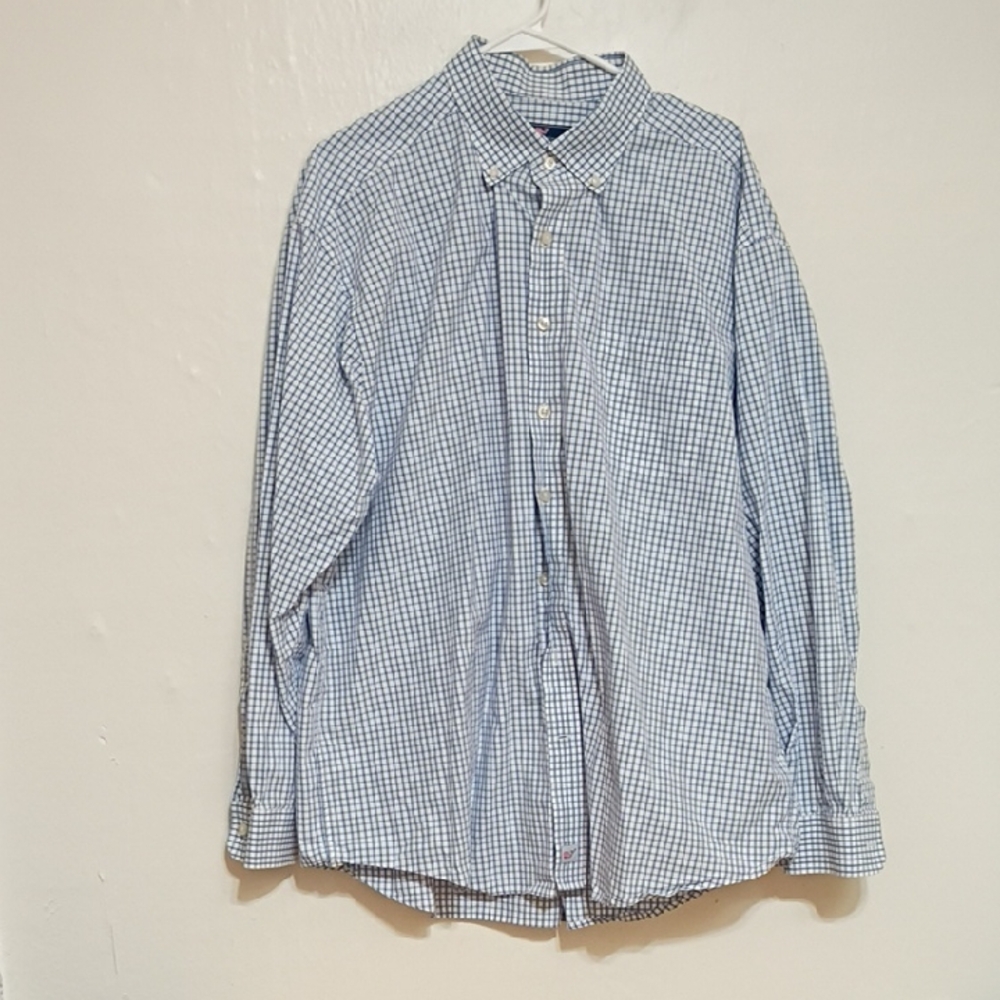 Vineyard Vines Blue & White Classic Fit Murray Shirt Size XXL